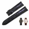 Double side crocodile leather strap fit for Vacheron Constantin Malta 81180 watch (black, brown)
