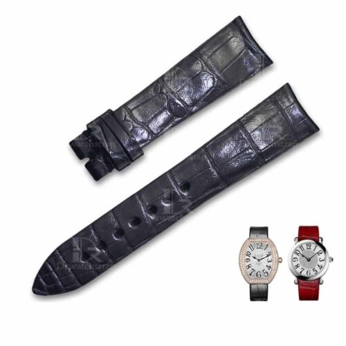 Franck Muller black crocodile strap replacement watchband – customized (1) Franck Muller ladies black crocodile strap replacement watchband - customized