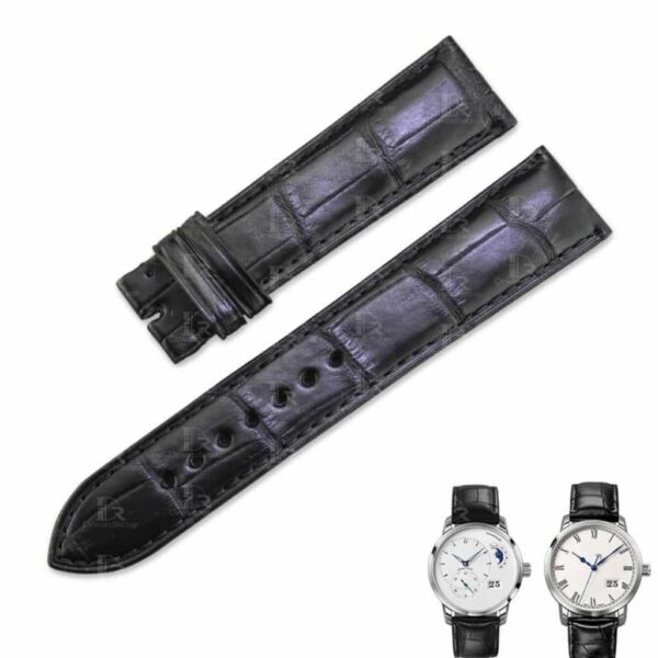 Best quality OEM handmade Black American Alligator leather straps and watch bands for Glashütte Quintessentials online for sale - Shop the custom Grade A crocodile watch band leather strap and watch band replacement at a low price