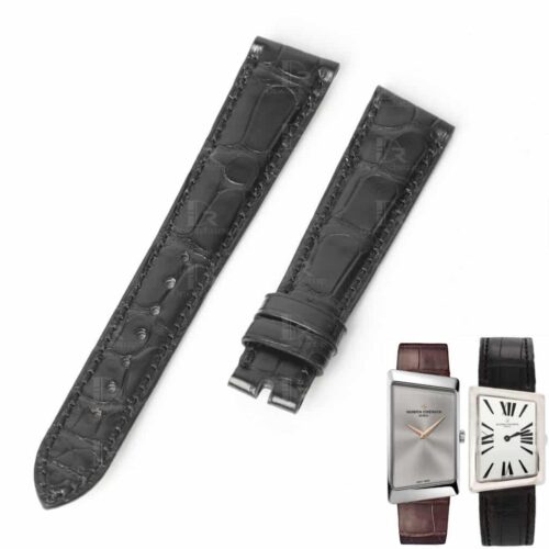 Vacheron Constantin 1972 Asymmetric replacement black leather watch band for sale aftermarket strap Vacheron Constantin 1972 Asymmetric replacement black leather watch band for sale aftermarket strap