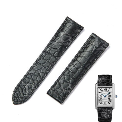 replacement alligator leather strap for for Cartier Tank & Ronde Solo – Customized The best quality genuine custom handmade American Alligator leather black strap and watch band round-scale replacement for Cartier Tank & Ronde Solo mans and women's luxury watches - 100% Customized bespoke crocodile leather straps & watchbands from DR Watchstrap at a low price