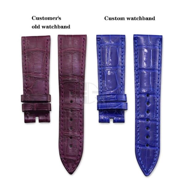 Custom handmade alligator leather watch band for PIAGET Black Tie ALTIPLANO strap