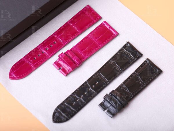 Buy custom Alligator crocodile pink black 19mm 20mm 23mm 16mm 14mm replacement Hermes leather watch band and strap for Hermes Heure H and Hermes Cape Cod luxury watch straps and bands at a low price