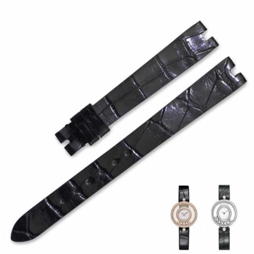 Replacement Belly-Scale alligator strap for Chopard Happy Diamonds ladies watch band (13) Replacement black Belly-Scale alligator strap for Chopard Happy Diamonds ladies watch band