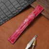 Buy custom Alligator crocodile red watch band 19mm 20mm 23mm16mm14mm replacement Hermes leather watch strap for Heure H Cape Cod