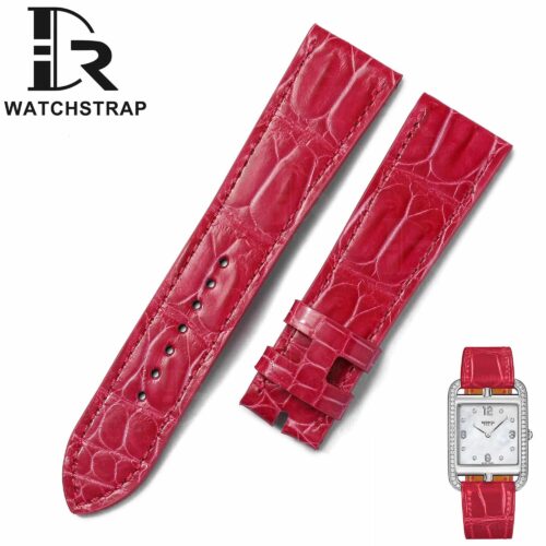 buy custom Hermes watch replacement leather watch strap red wine alligator 19mm 20mm 23mm 16mm 14mm watchband for sale (3) Best custom Alligator crocodile red 19mm 20mm 23mm 16mm 14mm replacement Hermes leather watch strap for Heure H Cape Cod