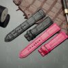 Black pink Alligator leather watch band Patek Philippe Calatrava 5116 5119 5120 5296 strap (3)