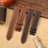 Buy Custom replacement vintage suede brown leather canvas watch bands for Tudor Black Bay Bronze strap