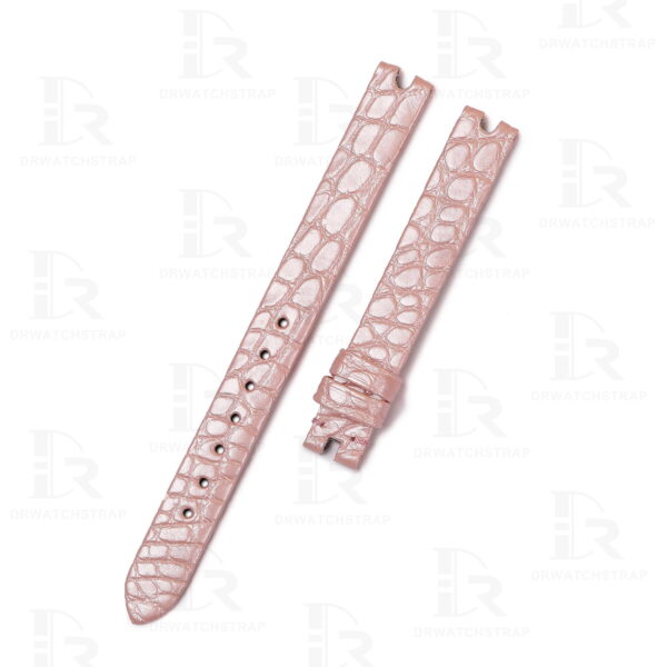 Custom genuine alligator round scale pink leather watch strap replacement for Ladies Chopard Happy Diamonds luxury watch