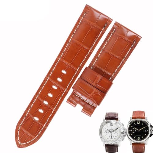 Custom handmade alligator watch strap for Panerai Luminor watchband Genuine American Alligator Belly-scale Brown leather watch straps and watch bands 22mm 24mm 26mm replacement for Panerai Luminor Due, Radionir luxury watches from DR Watchstrap for sale at a low price - Shop the high-end quality crocodile strap and watch band