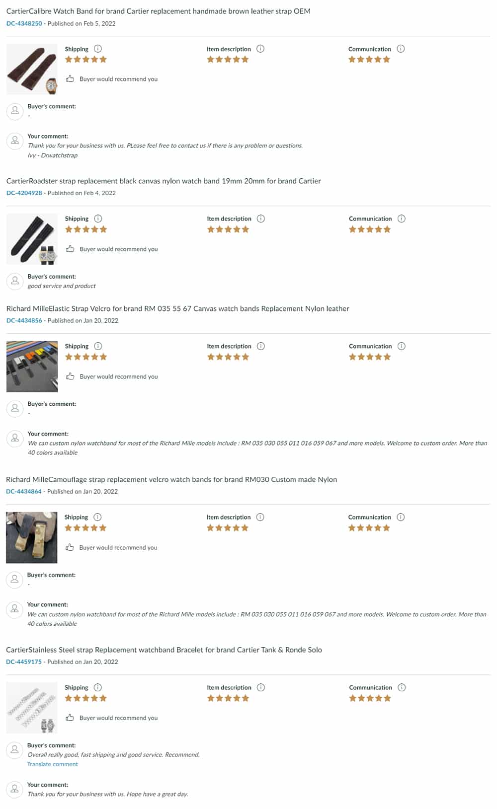 drwatchstrap review tetimonial - custom handmade leather watch band & straps - Ivy