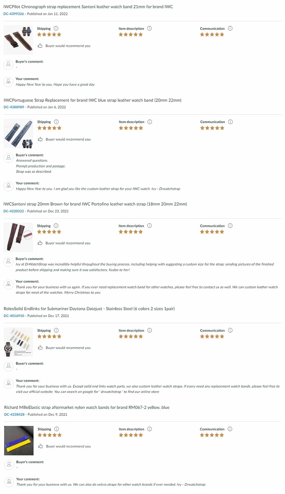 drwatchstrap review tetimonial - custom hand made leather watch band & straps - Ivy