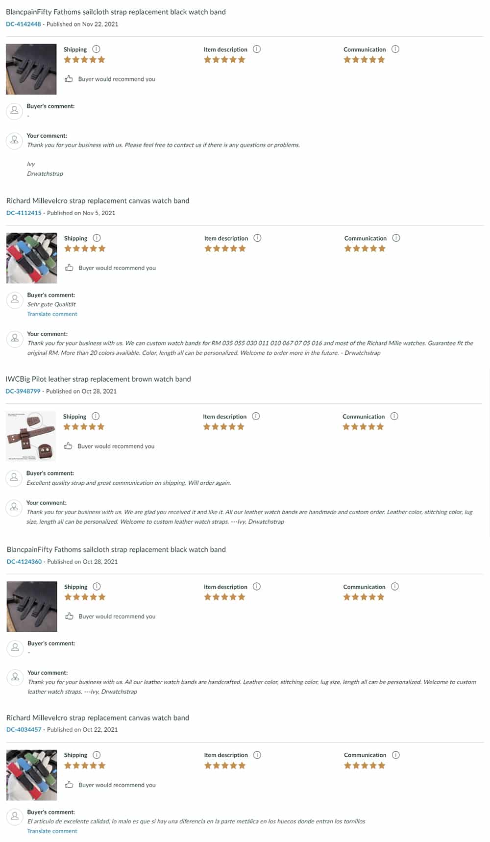 drwatchstrap review tetimonial - custom handmade leather watch bands & straps