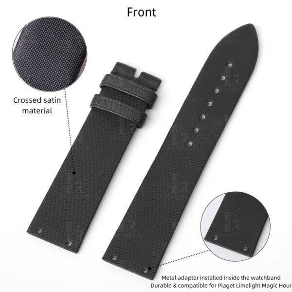 Replacement Black Satin strap for Piaget Limelight Magic Hour Watch Band 20mm
