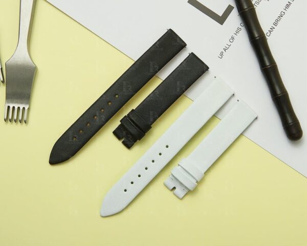 Replacement Black white satin leather watch strap for Piaget Possession diamond women custom band