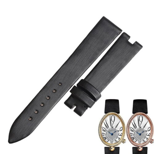 Replacement black satin leather watch band for Breguet Reine de Naples women strap Replacement black satin leather watch band for Breguet Reine de Naples women strap