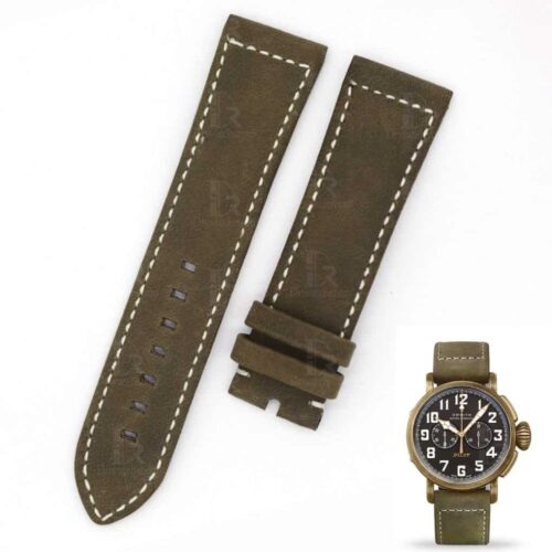 Replacement oliver green suede leather watch band for Zenith Heritage Pilot type 20 bronze 23mm strap (1) Replacement oliver green suede leather watch band for Zenith Heritage Pilot type 20 bronze 23mm strap