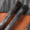 Buy Custom Uylsse Nardin Marine Dark Brown leather straps 23mm handmade alligator watch band (2)