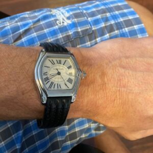 Custom Cartier Roadster 2510 xl replacement black red alligator crocodile leather strap 19mm 20mm watch bands for sale, quickswitch easy change rubber, kevlar straps for mens and womens ship to US, UK