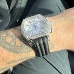 Custom replacement white Canvas leather strap for Cartier Roadster