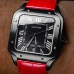 Cartier Santos Medium 35mm red alligator leather watch band strap (1)