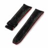 Curved end custom handmade black watch band for Baume & Mercier straps with red oil edge Curved end custom handmade black watch band for Baume & Mercier straps with red oil edge