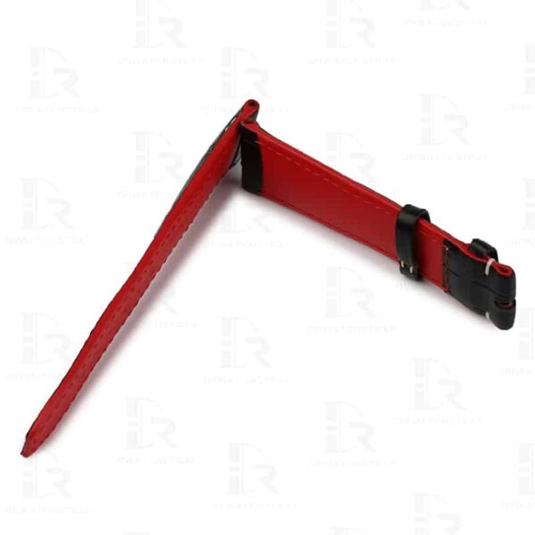 Curved end handmade handmade black watchbands for Baume & Mercier strap with red oil edge Curved end handmade handmade black watchbands for Baume & Mercier strap with red oil edge