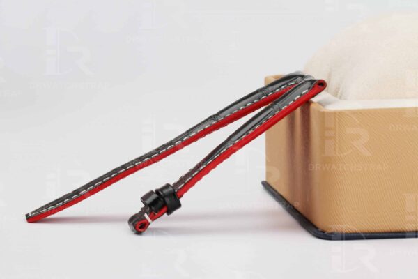 Curved end handmade handmade black watchbands for Baume & Mercier strap with red oil edge Curved end handmade handmade black watchbands for Baume & Mercier strap with red oil edge