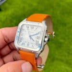 Cartier Santos Medium 35mm with Blue alligator replacement watch band from drwatchstrap (2)