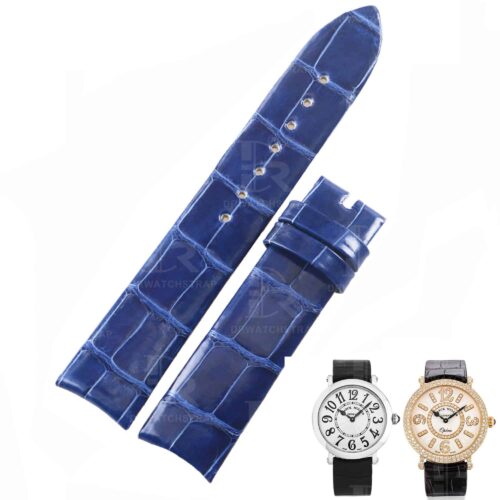Curved end custom handmade replacement blue leather watchbands for Franck Muller 8038 8035 strap Curved end custom handmade replacement blue leather watchbands for Franck Muller 8038 8035 strap