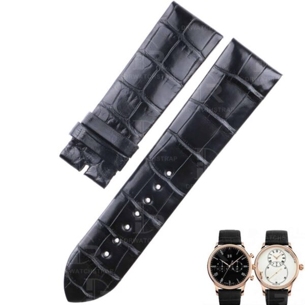 Custom handmade replacement black alligator watch bands for Jaquet Droz straps stitchless