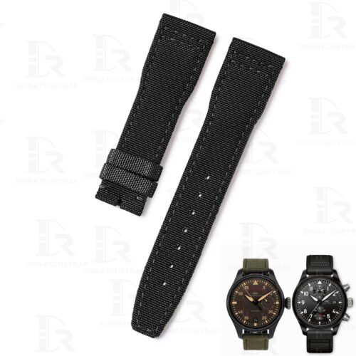 Custom replacement canvas nylon watch bands for IWC Pilot straps Custom Textile nylon canvas replacement black watch bands and straps for IWC Pilot Chronograph Le Petit Prince Mark Xviii watches