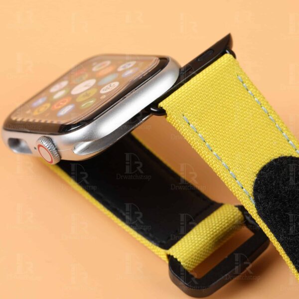 Custom yellow velcro watch strap for Apple watch band