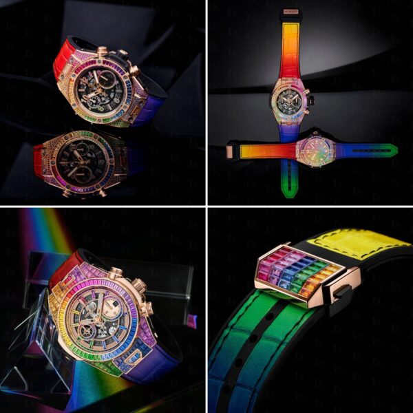 Hublot-Big-Bang-Rainbow-leather-watch-band-Lining Orange calfskin Water resistant Anti-sweat