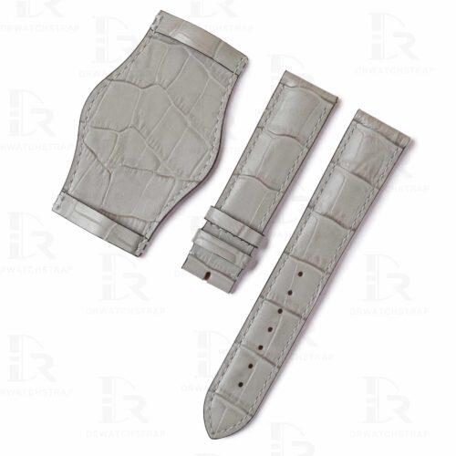 Best quality custom genuine calf leather alligator grain Rolex Bund band leather watch band and strap replacement for Rolex, Omega, Tudor, Oris, Daytona, Hamilton and more watches with flat end - Shop the high-end quality bund style straps online at a low price Custom genuine gray calf leather alligator grain 20mm Rolex Bund leather watch band and strap replacement for Rolex, Omega, Tudor, Oris, Daytona, Hamilton