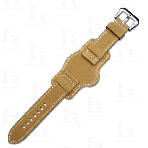 Handmade Panerai suede leather watch bund Strap Aftermarket handmade brown Panerai suede calfskin leather watch bund Strap 22mm 24mm