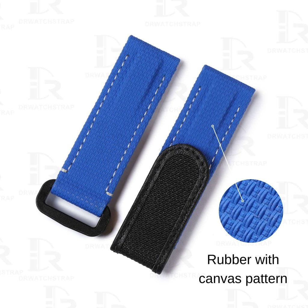 Custom Canvas pattern rubber velcro watch strap replacement for Rolex Omega band (2)