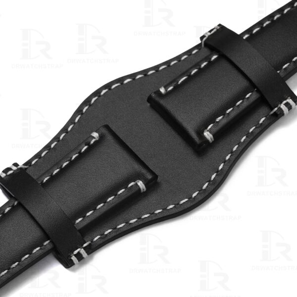 High-quality black calfskin leather and sewing thread