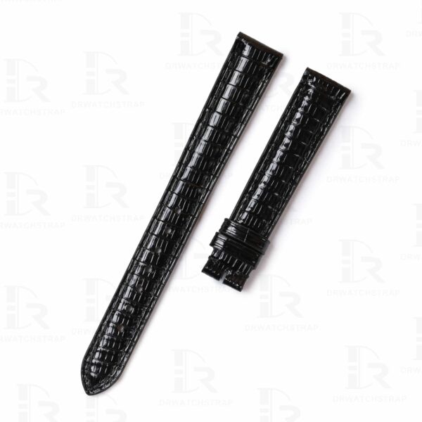 Best Lizard black replacement Cartier Tank leather strap and watch band fit for Cartier American tank, France tank, Must with pin buckle