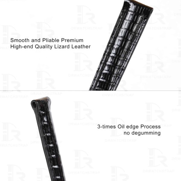 Best Lizard black replacement Cartier Tank leather strap and watch band fit for Cartier American tank, France tank, Must with pin buckle