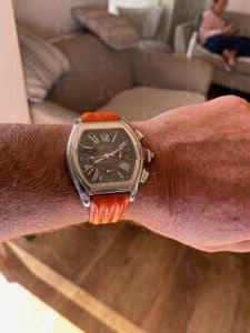 Custom replacement white Canvas leather strap for Cartier Roadster