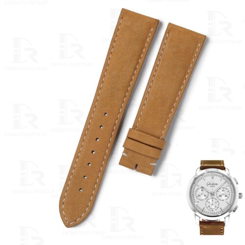 Handmade calfskin leather watch strap for Glashütte Glashutte Watch Bands Quintessentials Brown calfskin leather watch straps and watch bands replacement for Glashutte Quintessentials