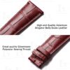 Buy custom Cartier tank straps Rose red 23mm leather watch band for sale (1) Genuin belly-scale alligator leather and best sewing thread