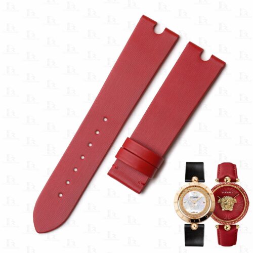 Custom leather watch band for Versace Palazzo Empire Eon ladies watch (11) Custom watch strap replacement for Versace Palazzo Empire Eon ladies watch band red leather strap