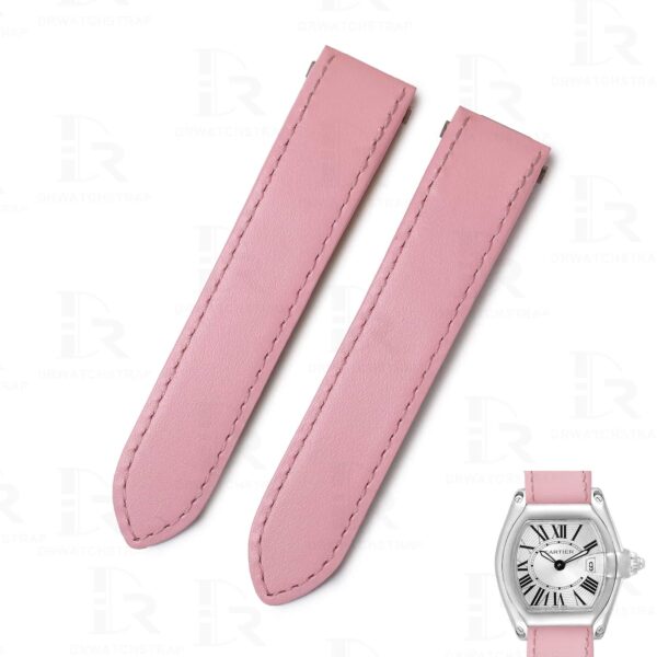 Handmade replacement premium calfskin calf leather watchbands for Cartier Roadster strap Genuine best quality calfskin material handmade Pink leather watch strap and watch band replacement for Cartier Roadster Chronograph, XL, 2510, GMT 19mm 20mm mens and women's watches with Quickswitch system for sale - Shop the Quick release premium calf leather straps and watchbands from DR Watchstrap online at a low price