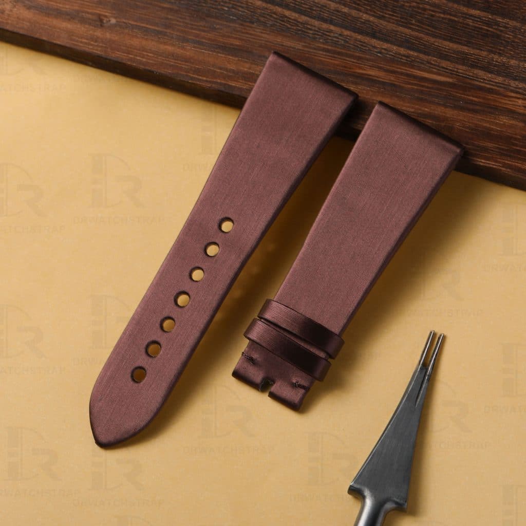 Custom Cartier Tank Divan Brown satin leather watch strap band replacement 24mm 26mm 29mm for sale at a low price