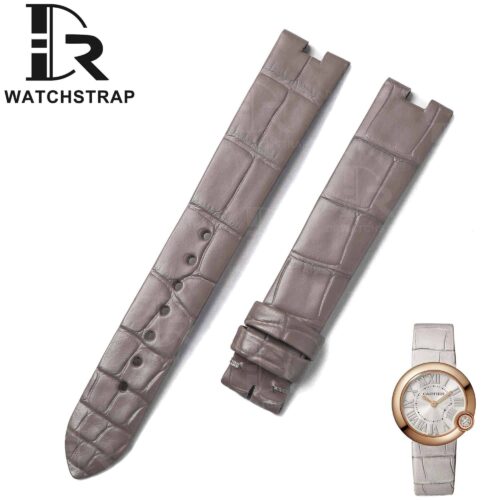 Custom alligator Belly-scale leather watchbands for Cartier De Ballon Blanc Bleu Grey straps 16mm for sale Genuine Alligator Crocodile Grey leather watch bands & straps replacement for Cartier De Ballon Blanc Bleu watches for sale