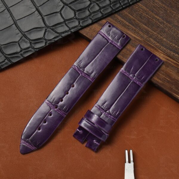 Buy custom Piaget Limelight Magic Hour Purple leather watch straps 20mm for sale (6) Genuine belly-scale alligator leather material
