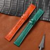 Buy custom Franck Muller Long Orange Green leather watch band 22mm 24mm 26mm strap for sale