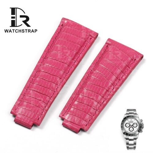 Buy custom Rolex Daytona Pink Lizard leather strap 20mm handmade watch band (1) Buy custom Rolex Daytona Pink Lizard leather strap 20mm handmade watch band (1)